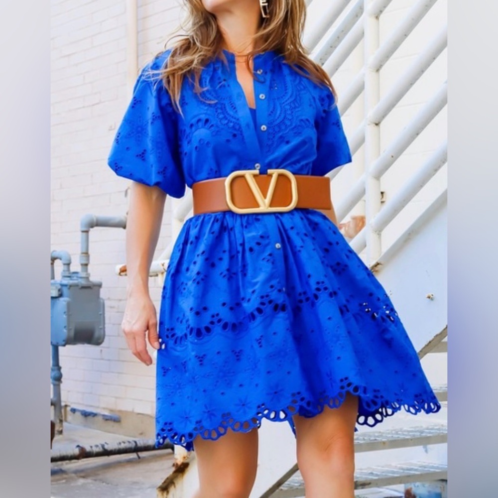 Anthropologie Tallulah Puff Sleeve Eyelet Mini Dress, Size XS - Picture 2 of 14
